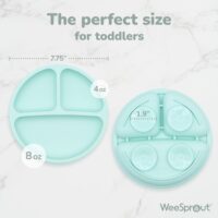 WeeSprout Placas de succión para bebés y niños pequeños, 100% silicona, la vajilla se mantiene en su lugar, diseño dividido para comedores quisquillosos, apto para microondas y lavavajillas - Image 2