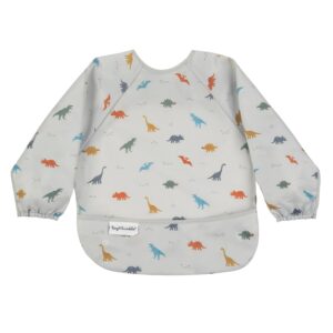 Tiny Twinkle - Babero a prueba de suciedad para bebés y niños pequeños, bonito, de manga larga, impermeable, lavable a máquina, cierre a prueba de tirones (Dinosaurio, small [6 a 24 meses])