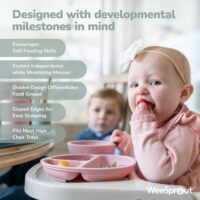 WeeSprout Placas de succión para bebés y niños pequeños, 100% silicona, la vajilla se mantiene en su lugar, diseño dividido para comedores quisquillosos, apto para microondas y lavavajillas - Image 4