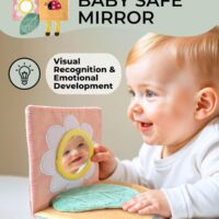 Lindo libro suave para bebé con espejo, actividades, tacto y tacto y páginas arrugadas, juguete sensorial interactivo de tela para bebés de 0 a 6, 6 a 12 y 12 a 18 meses, adorables temas de animales - Image 5