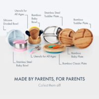 Avanchy Juego de tazones para bebés con ventosa y tapas de almacenamiento. Alimentación de primera comida para bebés, niños y niñas, se adapta a la mesa de silla alta de alimentación. Acero - Image 7