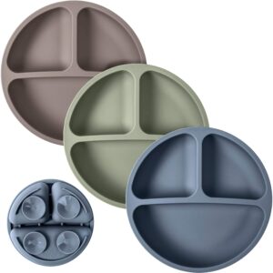 WeeSprout Placas de succión para bebés y niños pequeños, 100% silicona, la vajilla se mantiene en su lugar, diseño dividido para comedores quisquillosos, apto para microondas y lavavajillas