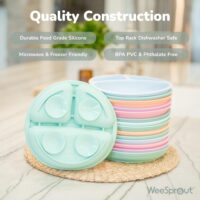 WeeSprout Placas de succión para bebés y niños pequeños, 100% silicona, la vajilla se mantiene en su lugar, diseño dividido para comedores quisquillosos, apto para microondas y lavavajillas - Image 5