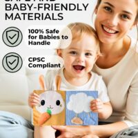 Lindo libro suave para bebé con espejo, actividades, tacto y tacto y páginas arrugadas, juguete sensorial interactivo de tela para bebés de 0 a 6, 6 a 12 y 12 a 18 meses, adorables temas de animales - Image 4