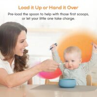 NumNum - Juego de 2 cucharas de entrenamiento para bebés y niños a partir de 6 meses, primera etapa, para destete guiado por el bebé, silicona, autoalimentación, lila/rosa - Image 7