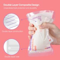 Nuliie 120 bolsas de almacenamiento de leche materna, bolsas de almacenamiento de leche materna de 8 onzas, sin BPA, bolsas de almacenamiento de leche con boquilla para verter para amamantar - Image 3