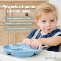 WeeSprout Placas de succión para bebés y niños pequeños, 100% silicona, la vajilla se mantiene en su lugar, diseño dividido para comedores quisquillosos, apto para microondas y lavavajillas - Image 3
