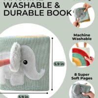 Lindo libro suave para bebé con espejo, actividades, tacto y tacto y páginas arrugadas, juguete sensorial interactivo de tela para bebés de 0 a 6, 6 a 12 y 12 a 18 meses, adorables temas de animales - Image 6