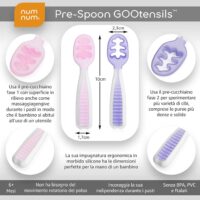 NumNum - Juego de 2 cucharas de entrenamiento para bebés y niños a partir de 6 meses, primera etapa, para destete guiado por el bebé, silicona, autoalimentación, lila/rosa - Image 3